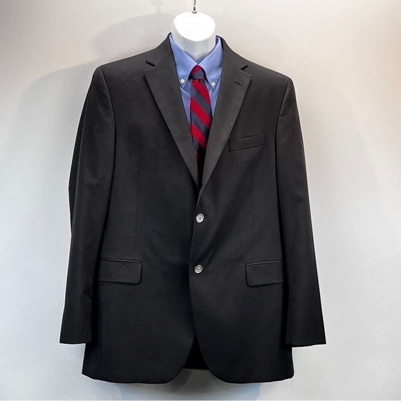 Jack Victor Valuto Men's  Blazer Black Loro Piana Super 120s Wool Sport Coat 42L - Picture 1 of 9